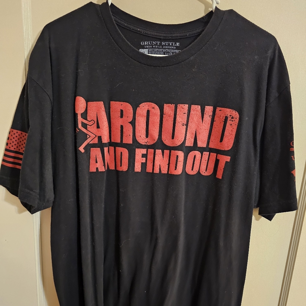 Grunt Style Black Tee with Red Bold Text FAFO